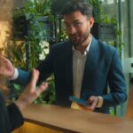 Arabian muslim couple man woman in hijab clients tourists family travel traveling holidays happy